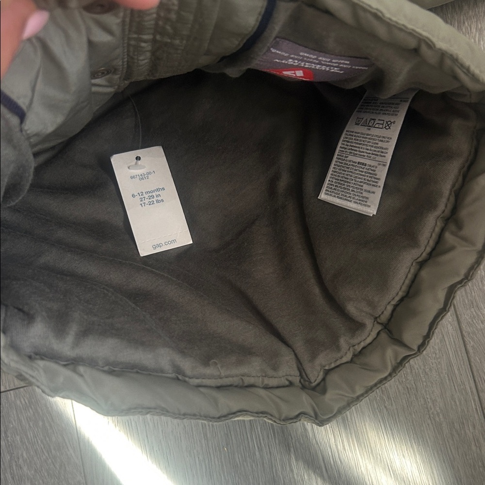 NWT GAP Khaki Green Hooded Jacket with Button Accents 6-12 Months - Picture 7 of 8